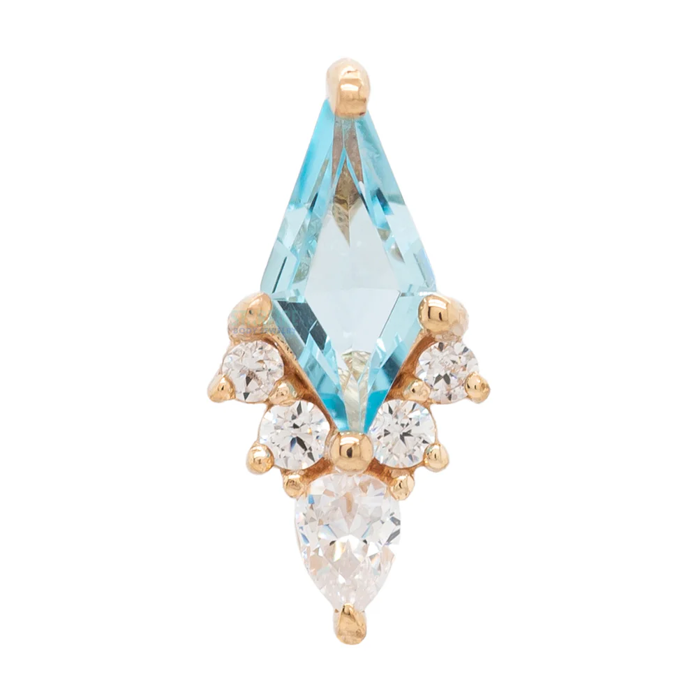 threadless: "Afterglow" End in Gold with Swiss Blue Topaz & CZ's - Image 3