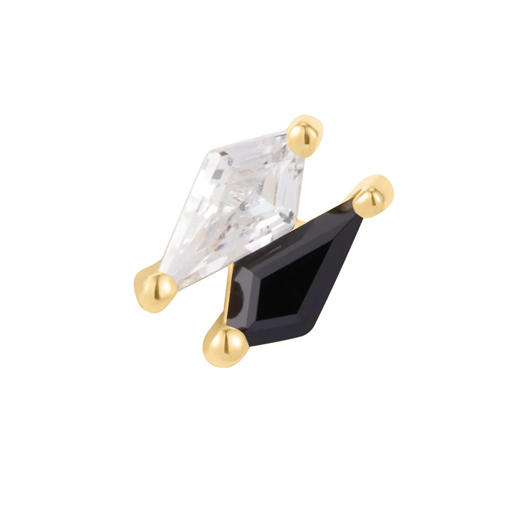 threadless: "Align" End in Gold with Black Spinel & CZ - Image 2