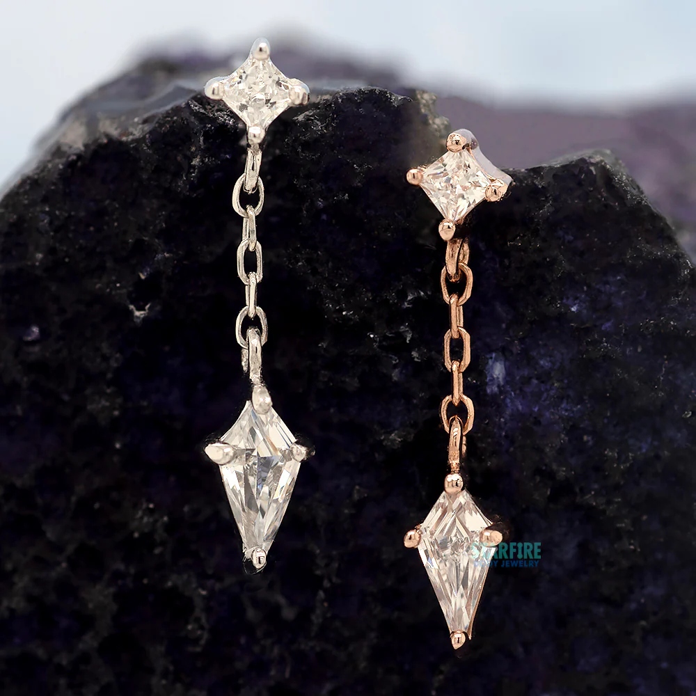 threadless: "Alúm" End with Dangle in Gold with CZ's - Image 2