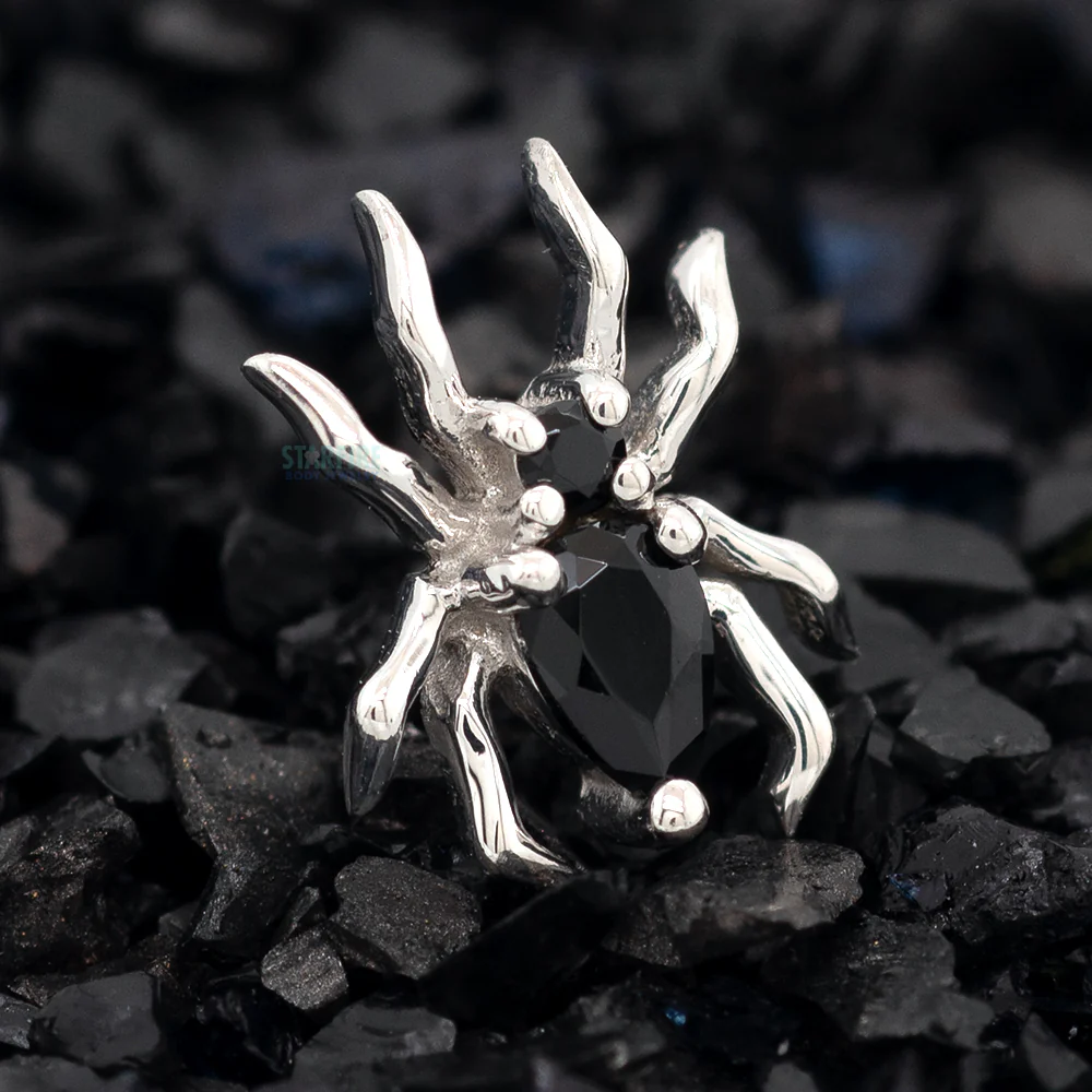 threadless: "Arachne" End in Gold with Black Spinel - Image 2