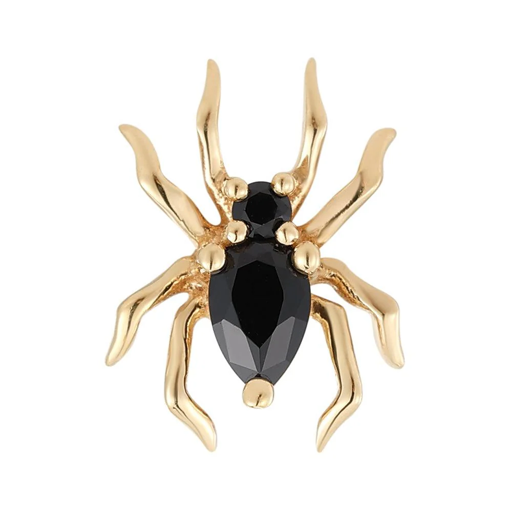 threadless: "Arachne" End in Gold with Black Spinel - Image 3