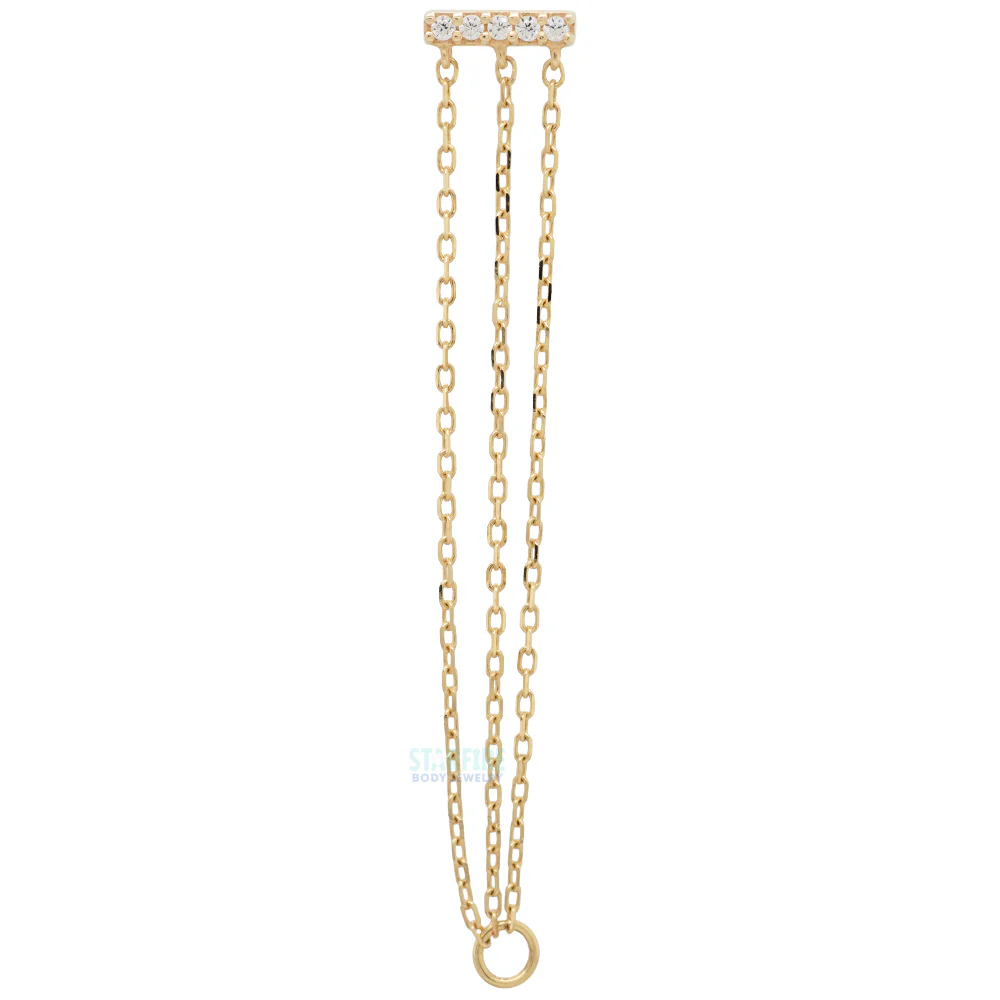 threadless: "Auralie" End with Chains in Gold with CZ's
