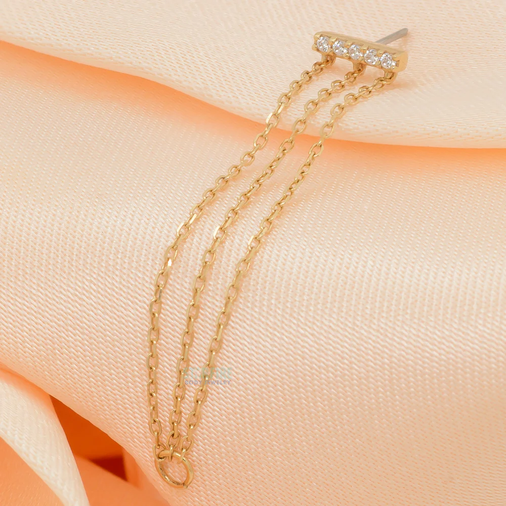 threadless: "Auralie" End with Chains in Gold with CZ's - Image 2