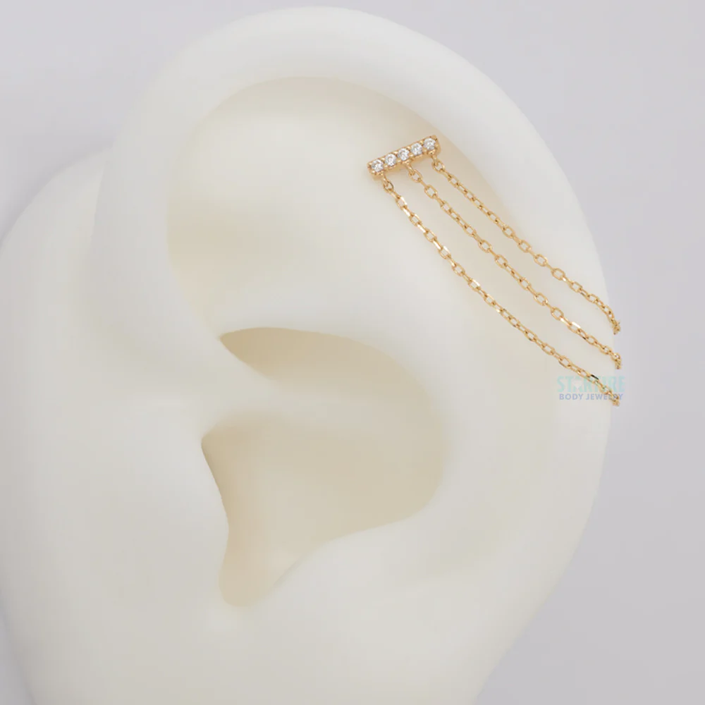 threadless: "Auralie" End with Chains in Gold with CZ's - Image 3