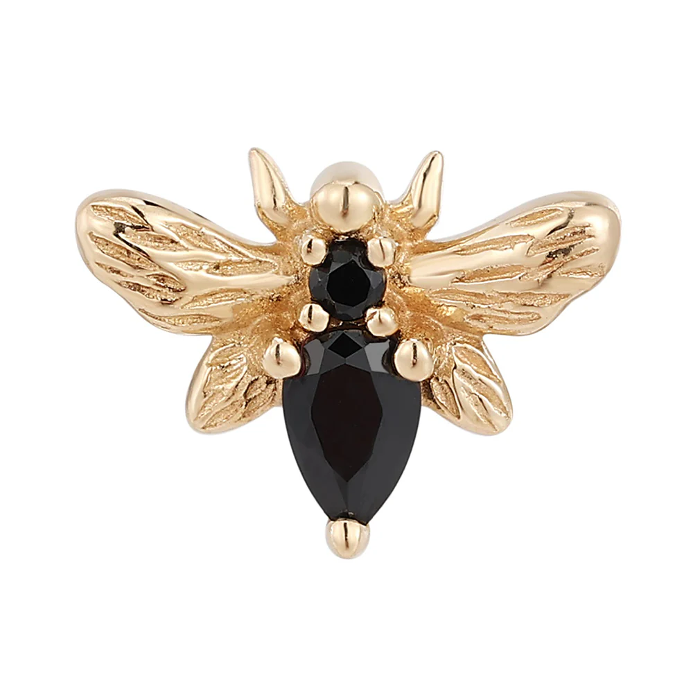 threadless: "Bee Chic" End in Gold with Black Spinel - Image 2