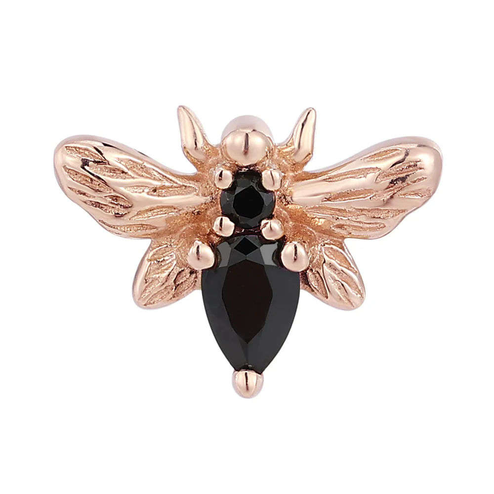 threadless: "Bee Chic" End in Gold with Black Spinel - Image 4