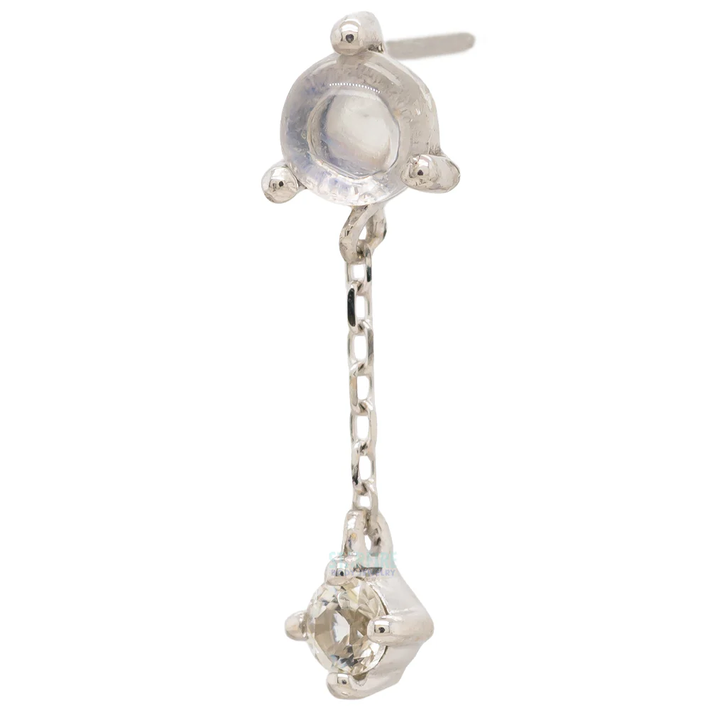 threadless: "Bianca" End with Dangle in Gold with Moonstone & White Sapphire