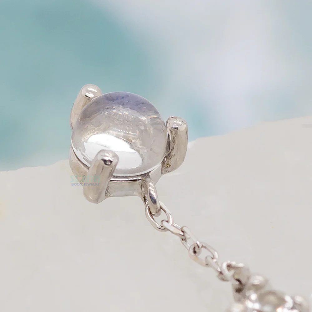 threadless: "Bianca" End with Dangle in Gold with Moonstone & White Sapphire - Image 2