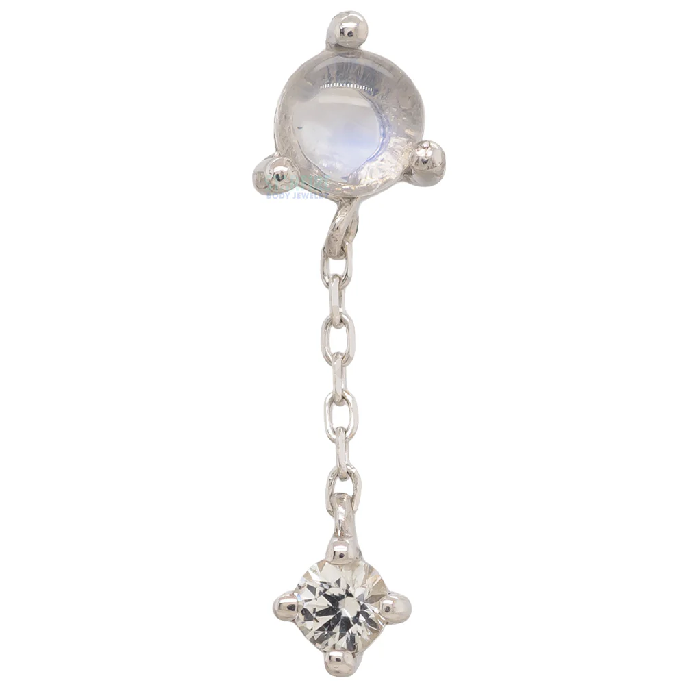 threadless: "Bianca" End with Dangle in Gold with Moonstone & White Sapphire - Image 3