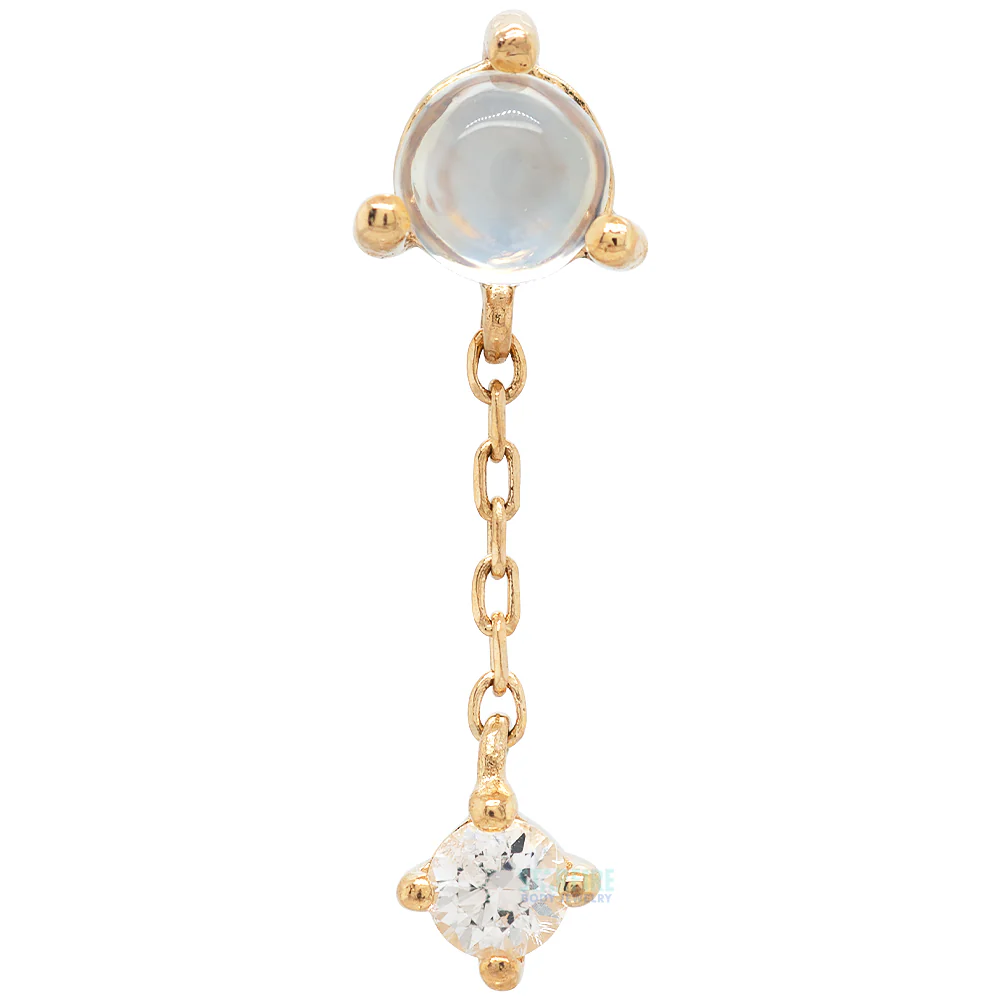 threadless: "Bianca" End with Dangle in Gold with Moonstone & White Sapphire - Image 4