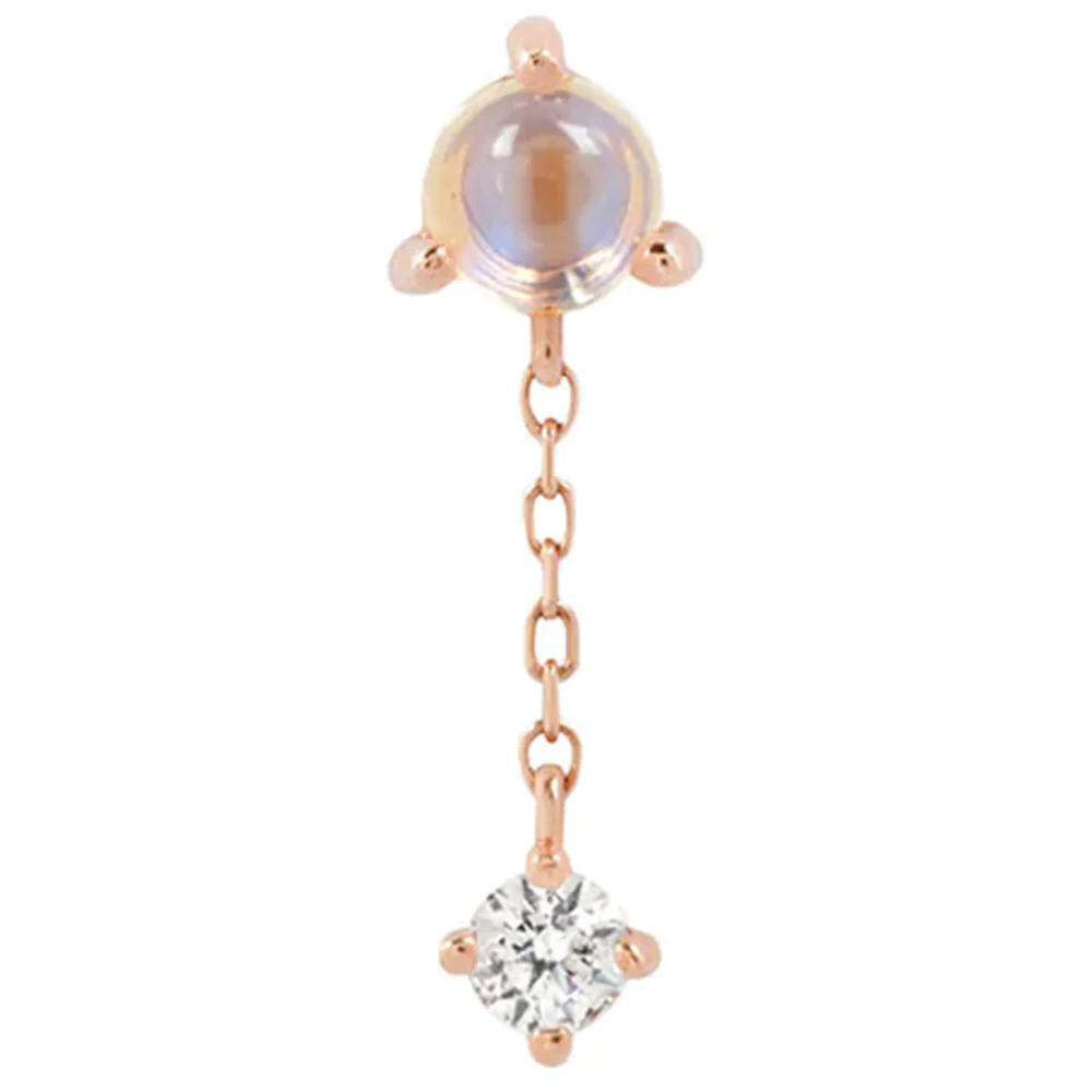 threadless: "Bianca" End with Dangle in Gold with Moonstone & White Sapphire - Image 6