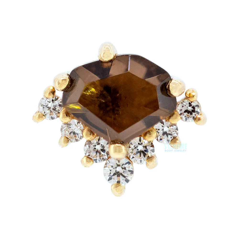 threadless: "Bones and Honey" End in Gold with Smoky Quartz & CZ's