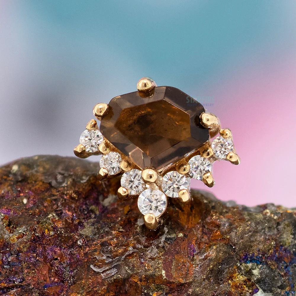 threadless: "Bones and Honey" End in Gold with Smoky Quartz & CZ's - Image 2