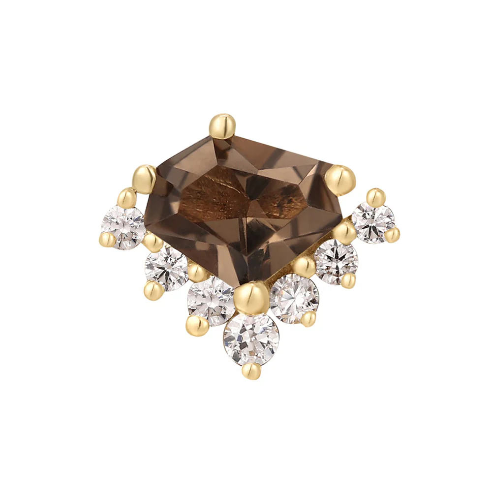 threadless: "Bones and Honey" End in Gold with Smoky Quartz & CZ's - Image 4