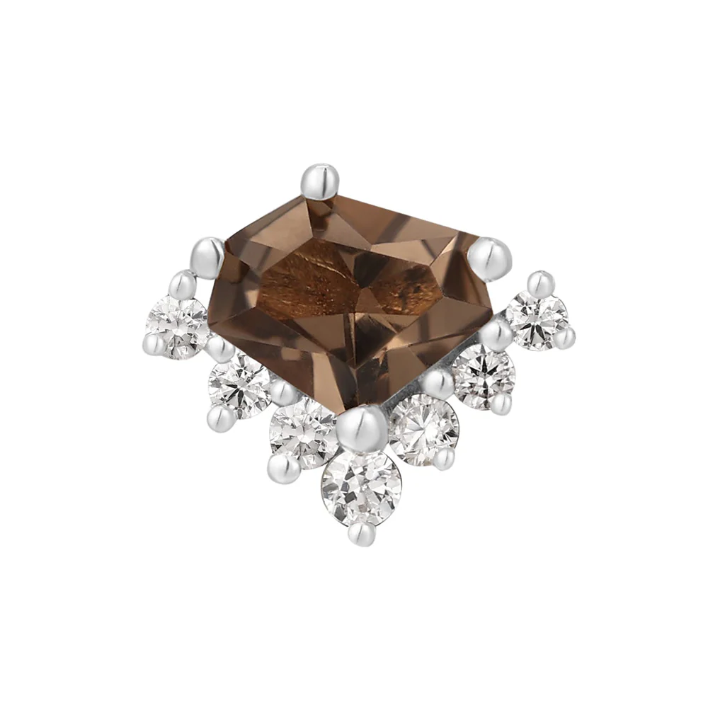 threadless: "Bones and Honey" End in Gold with Smoky Quartz & CZ's - Image 5