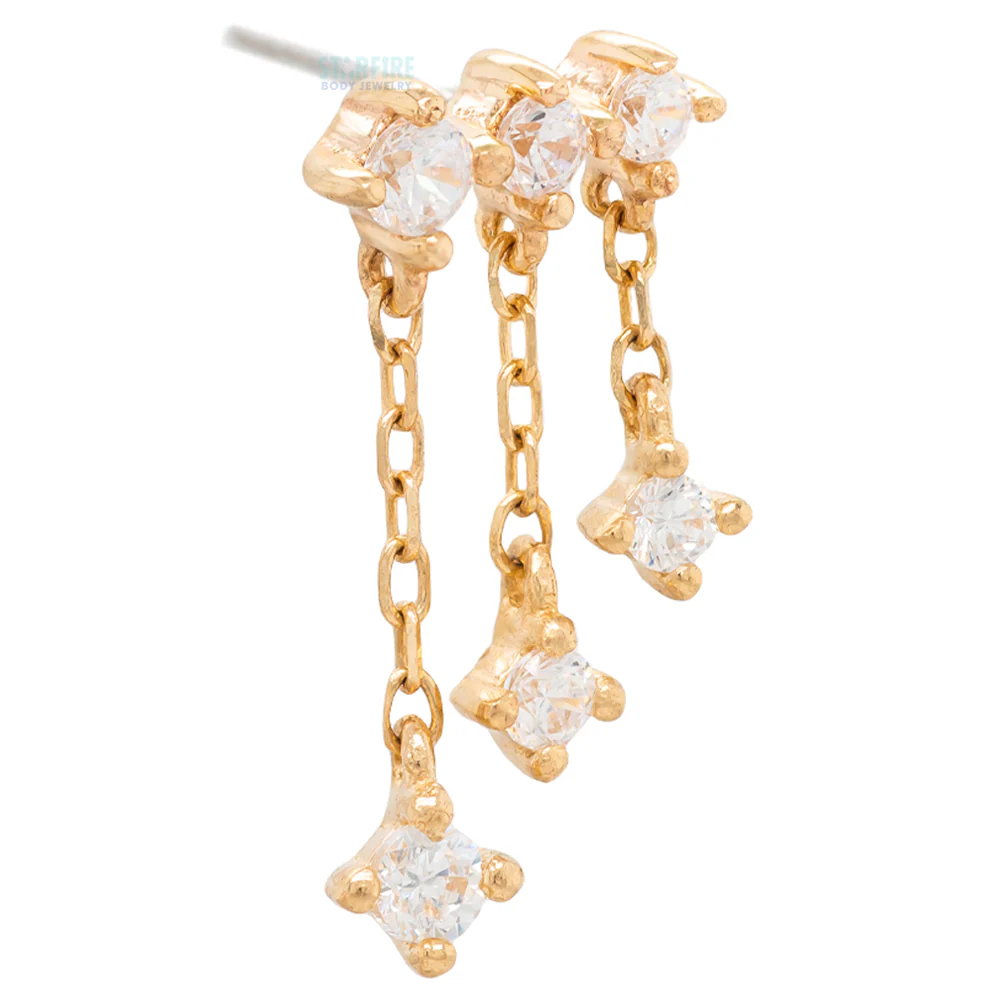 threadless: "Cascade" End with Dangle in Gold with CZ's