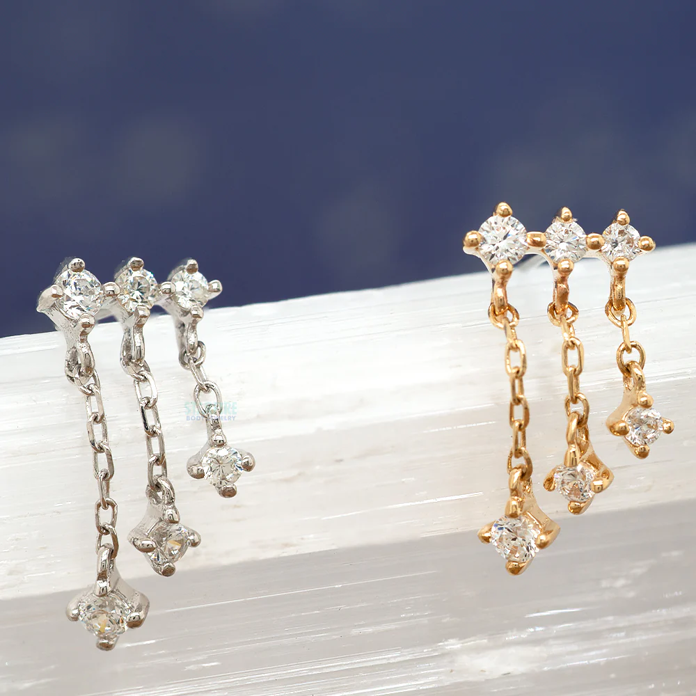threadless: "Cascade" End with Dangle in Gold with CZ's - Image 2