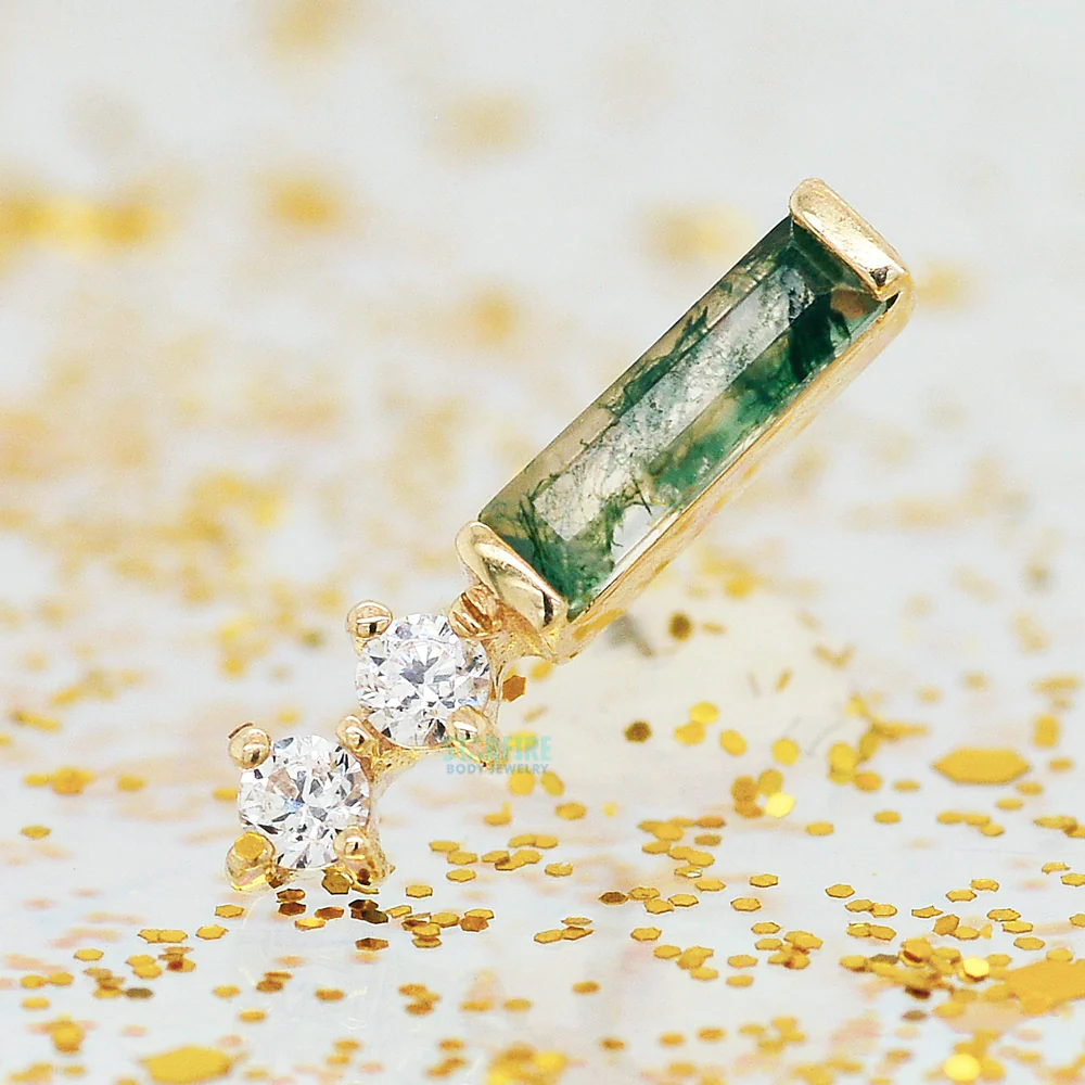 threadless: "Crave" End in Gold with Moss Agate & CZ's - Image 2
