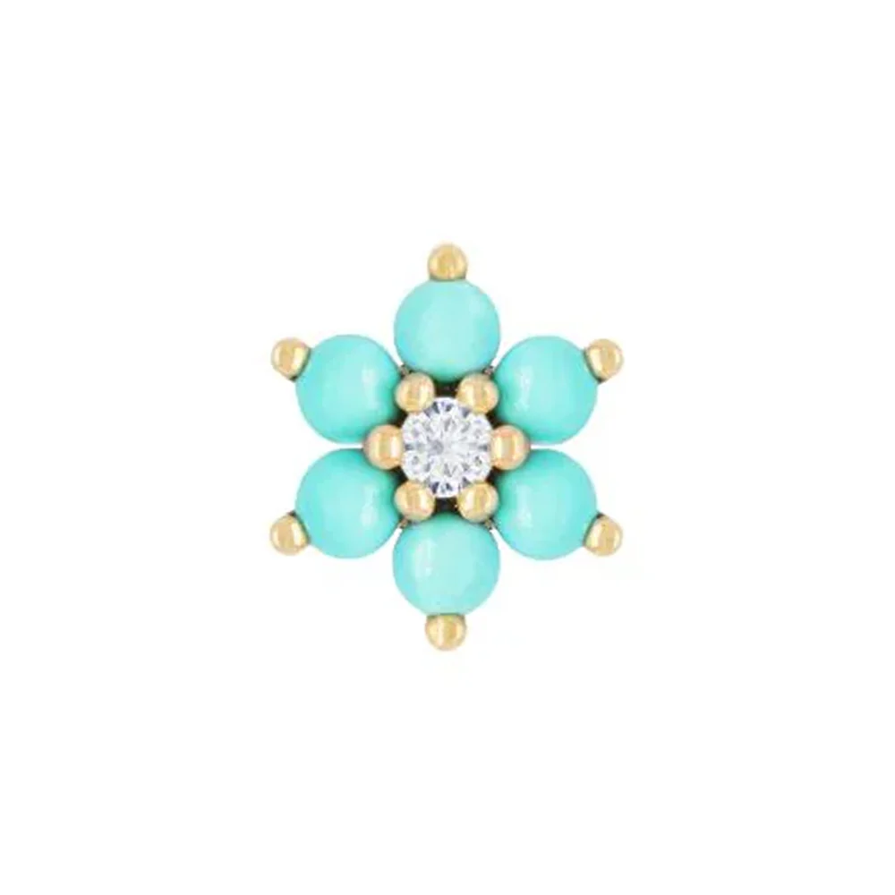 threadless: "Cultivate" End in Gold with Turquoise & CZ - Image 2