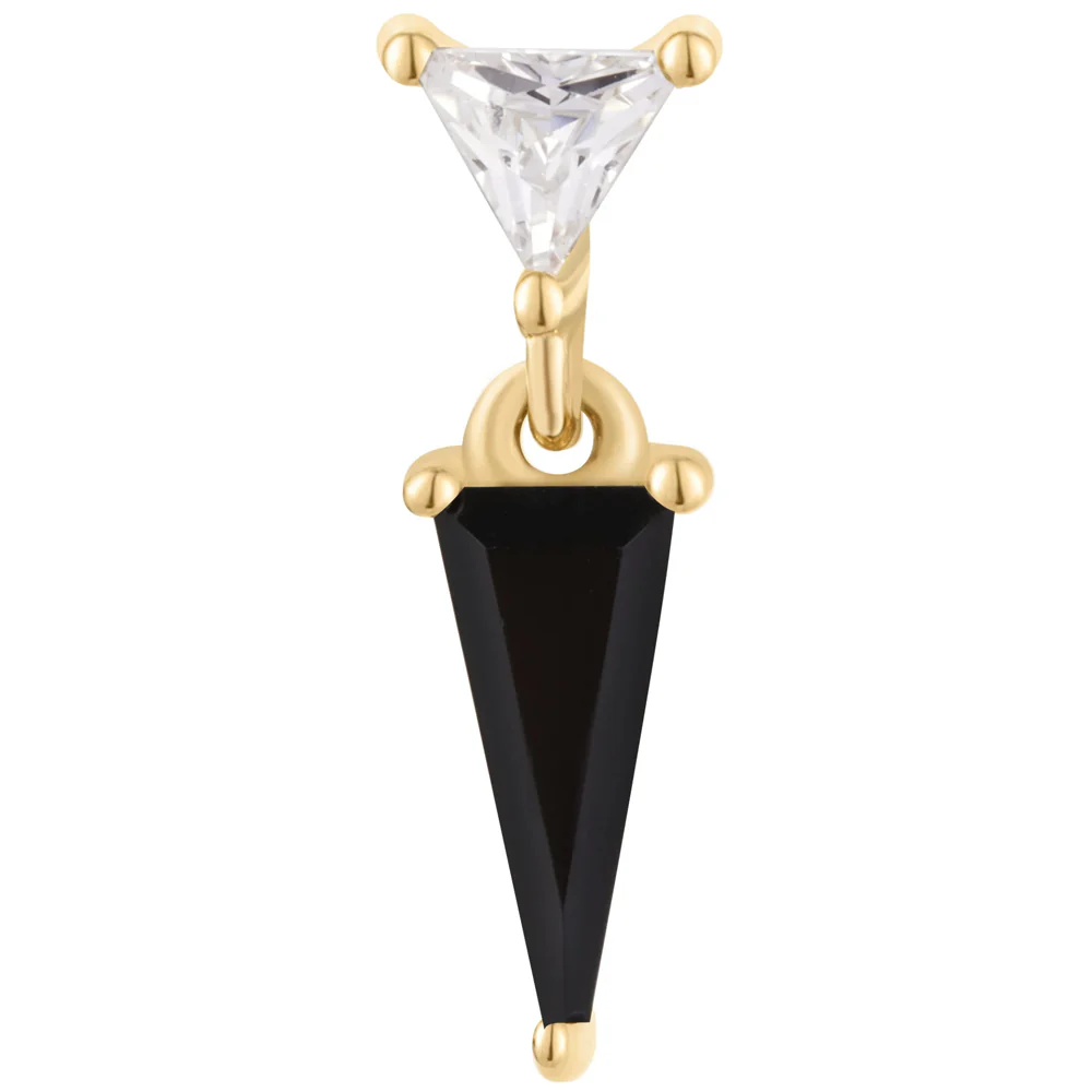 threadless: "Daring" End with Dangle in Gold with Black Spinel & CZ - Image 2