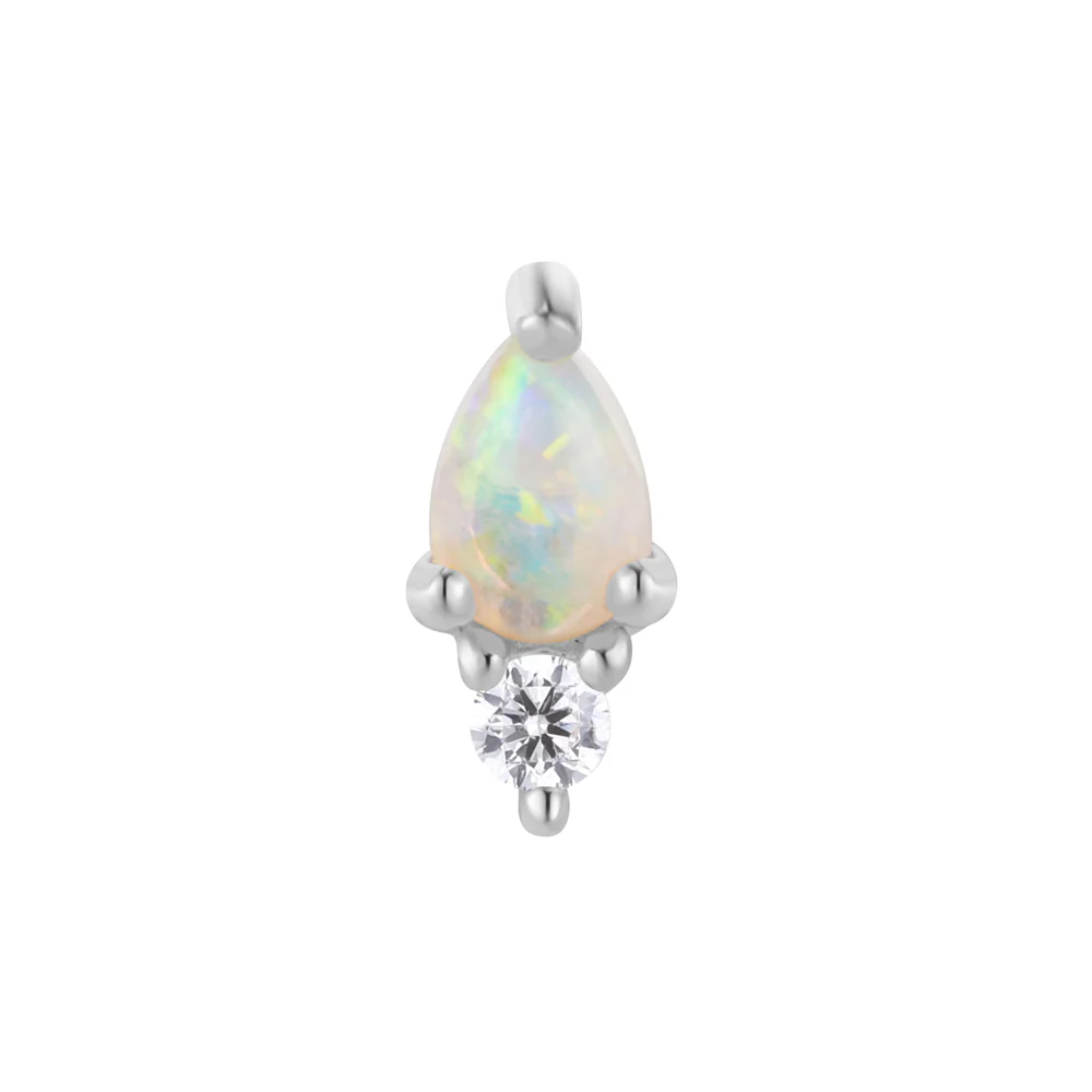 threadless: "Daydream" End in Gold with Genuine White Opal & CZ - Image 4
