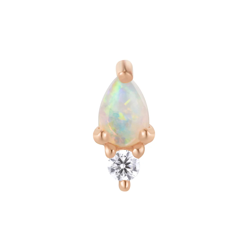 threadless: "Daydream" End in Gold with Genuine White Opal & CZ - Image 5