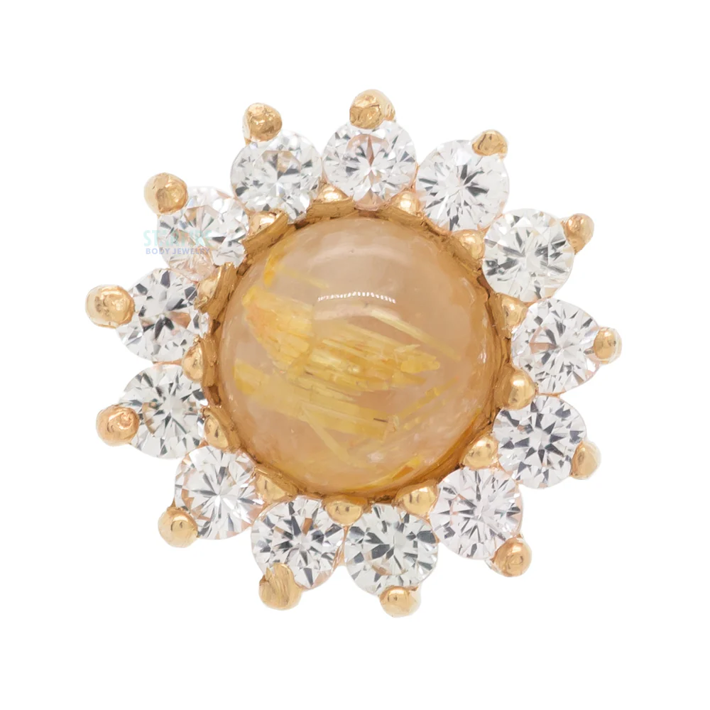 threadless: "Delphine" End in Gold with Genuine Rutilated Quartz & White Sapphires - Image 3