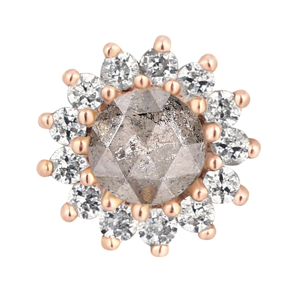 threadless: "Delphine" End in Gold with Grey Diamond & White Sapphires - Image 5