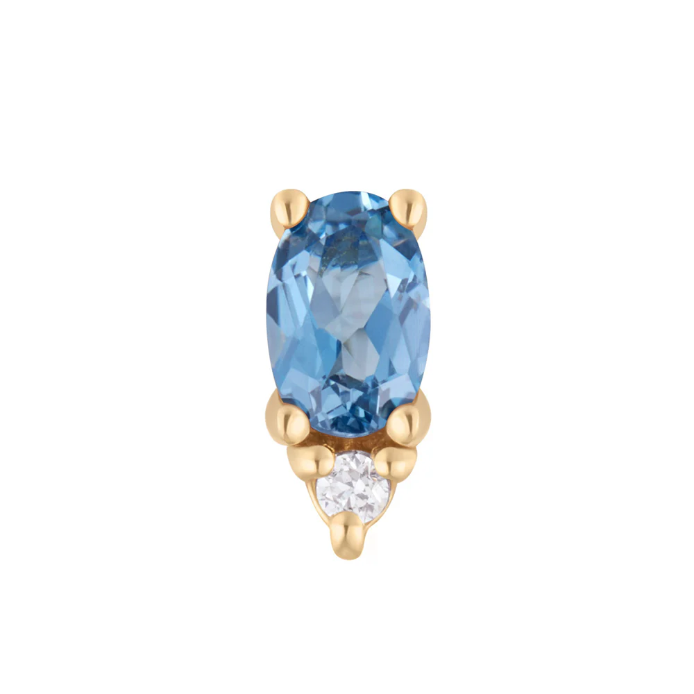 threadless: "Desden" End in Gold with London Blue Topaz & CZ - Image 2