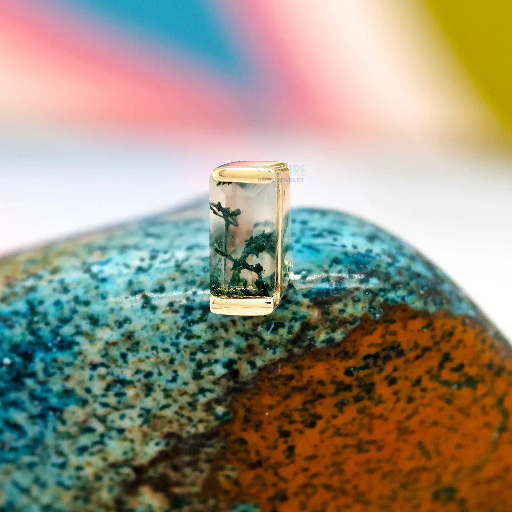 threadless: "Desire" End in Gold with Moss Agate - Image 2