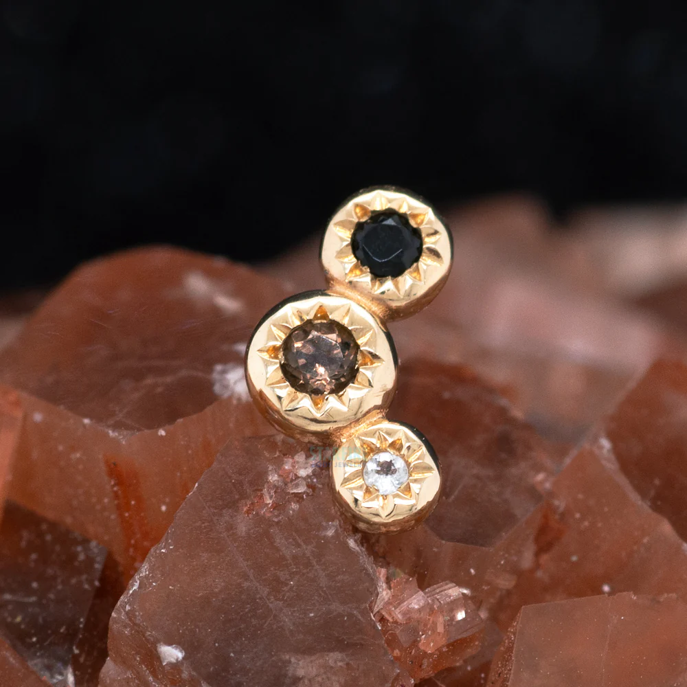 threadless: "Dig It" End in Gold with Smoky Quartz, Black Spinel & White Topaz - Image 2