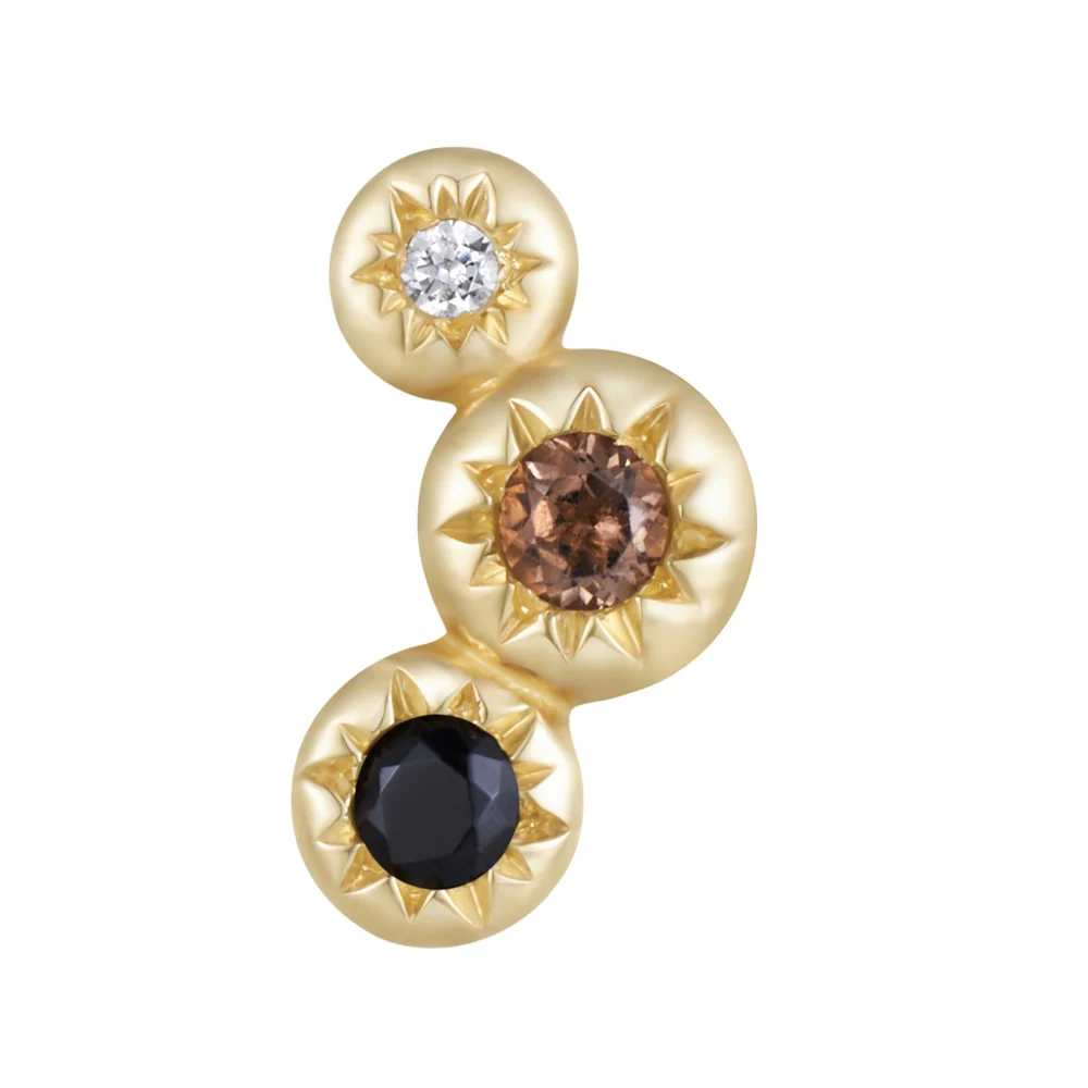 threadless: "Dig It" End in Gold with Smoky Quartz, Black Spinel & White Topaz - Image 3