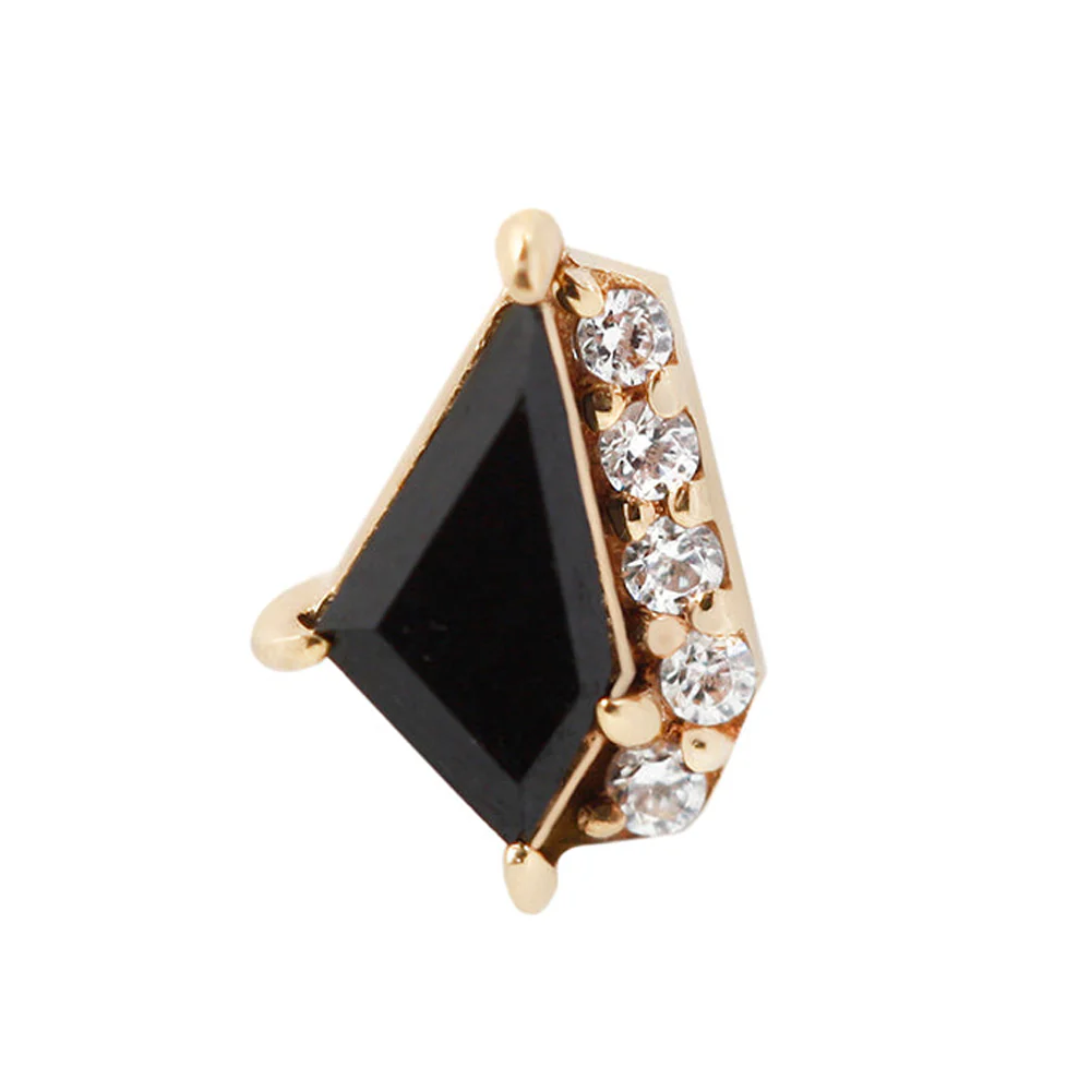 threadless: "Elevate" End in Gold with Black Spinel & CZ's - Image 3