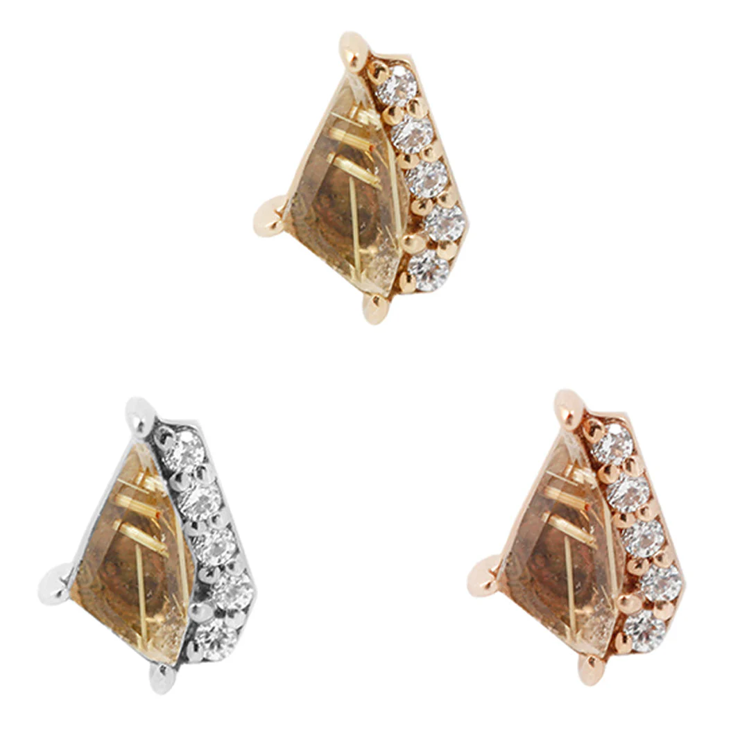 threadless: "Elevate" End in Gold with Rutilated Quartz & CZ's