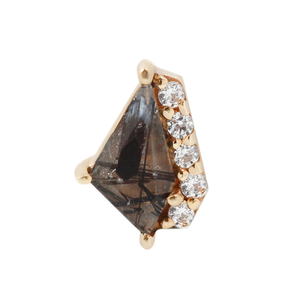 threadless: "Elevate" End in Gold with Tourmalated Quartz & CZ's - Image 3