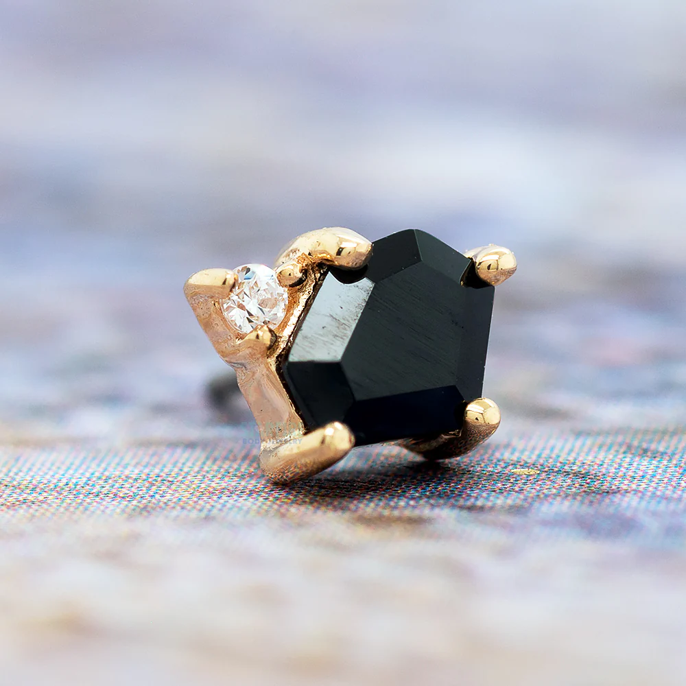 threadless: "Elicit" End in Gold with Black Spinel & CZ - Image 2
