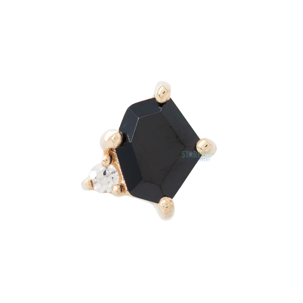 threadless: "Elicit" End in Gold with Black Spinel & CZ - Image 3