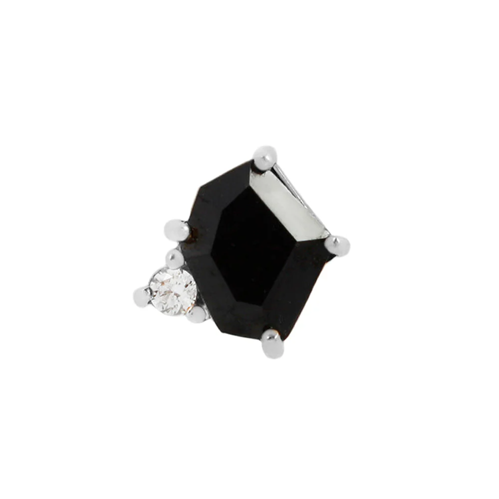 threadless: "Elicit" End in Gold with Black Spinel & CZ - Image 4