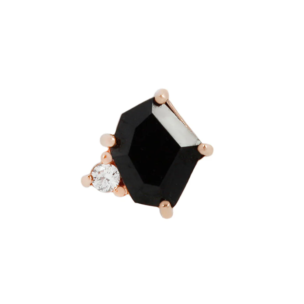 threadless: "Elicit" End in Gold with Black Spinel & CZ - Image 5