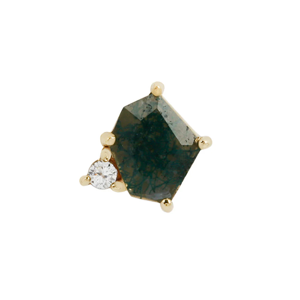 threadless: "Elicit" End in Gold with Moss Agate & CZ - Image 2
