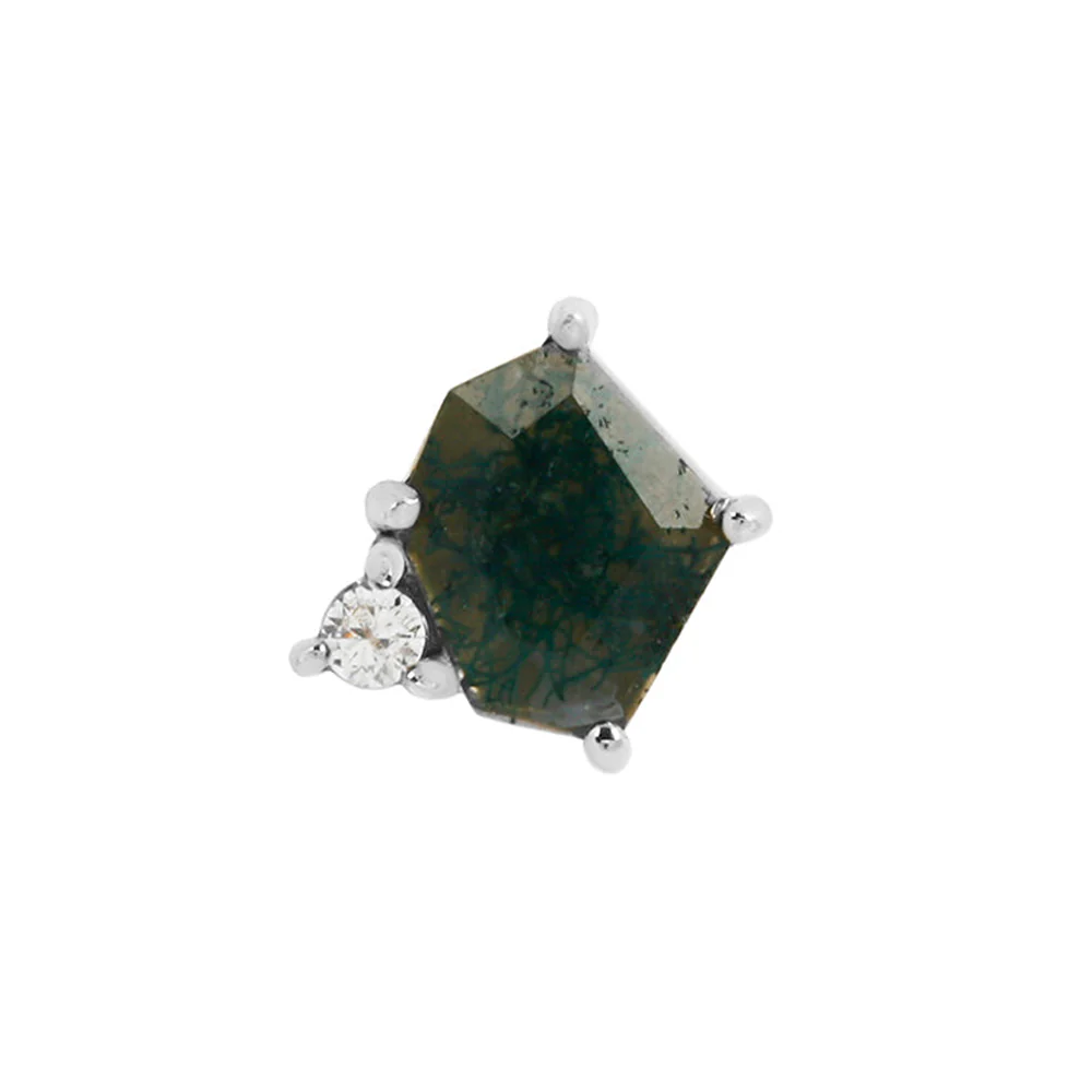 threadless: "Elicit" End in Gold with Moss Agate & CZ - Image 3