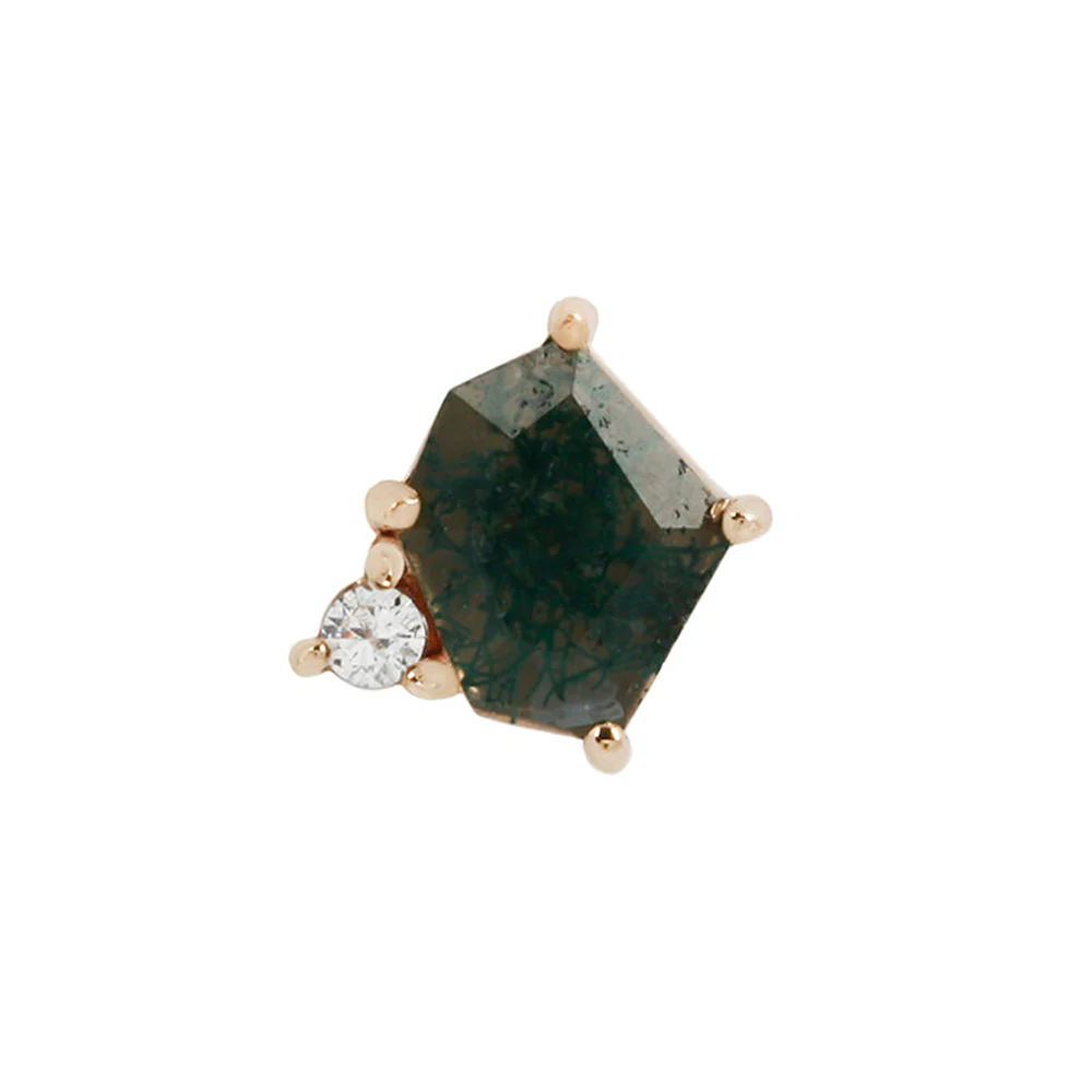 threadless: "Elicit" End in Gold with Moss Agate & CZ - Image 4