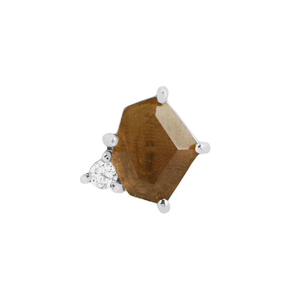 threadless: "Elicit" End in Gold with Smokey Quartz & CZ - Image 3