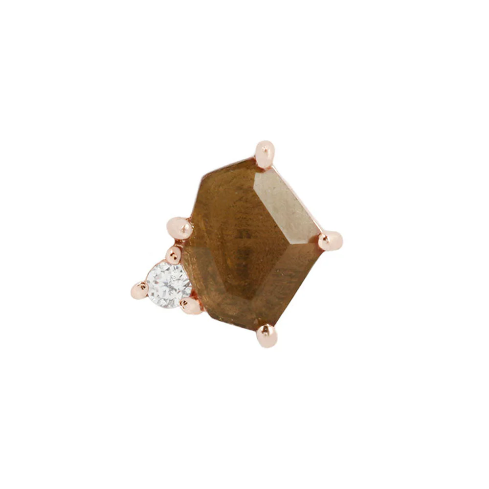 threadless: "Elicit" End in Gold with Smokey Quartz & CZ - Image 4