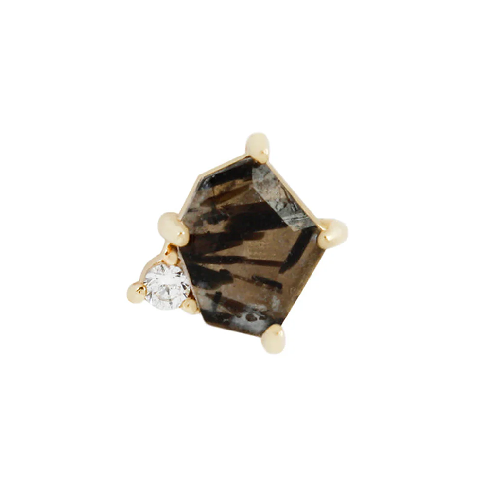threadless: "Elicit" End in Gold with Tourmalated Quartz & CZ - Image 2