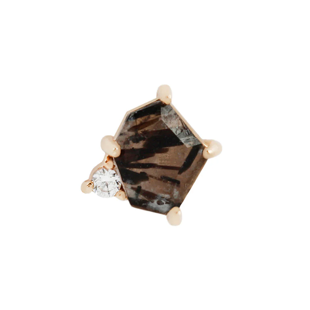 threadless: "Elicit" End in Gold with Tourmalated Quartz & CZ - Image 4