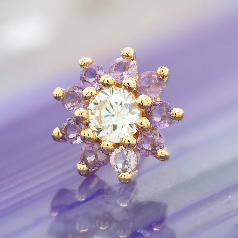 threadless: "Eloise" End in Gold with Amethyst & CZ - Image 2