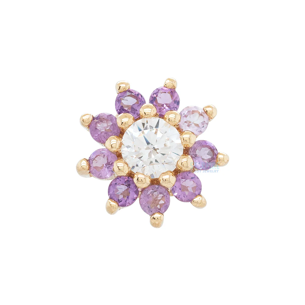 threadless: "Eloise" End in Gold with Amethyst & CZ - Image 3