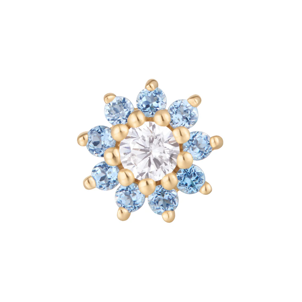 threadless: "Eloise" End in Gold with London Blue Topaz & CZ - Image 2