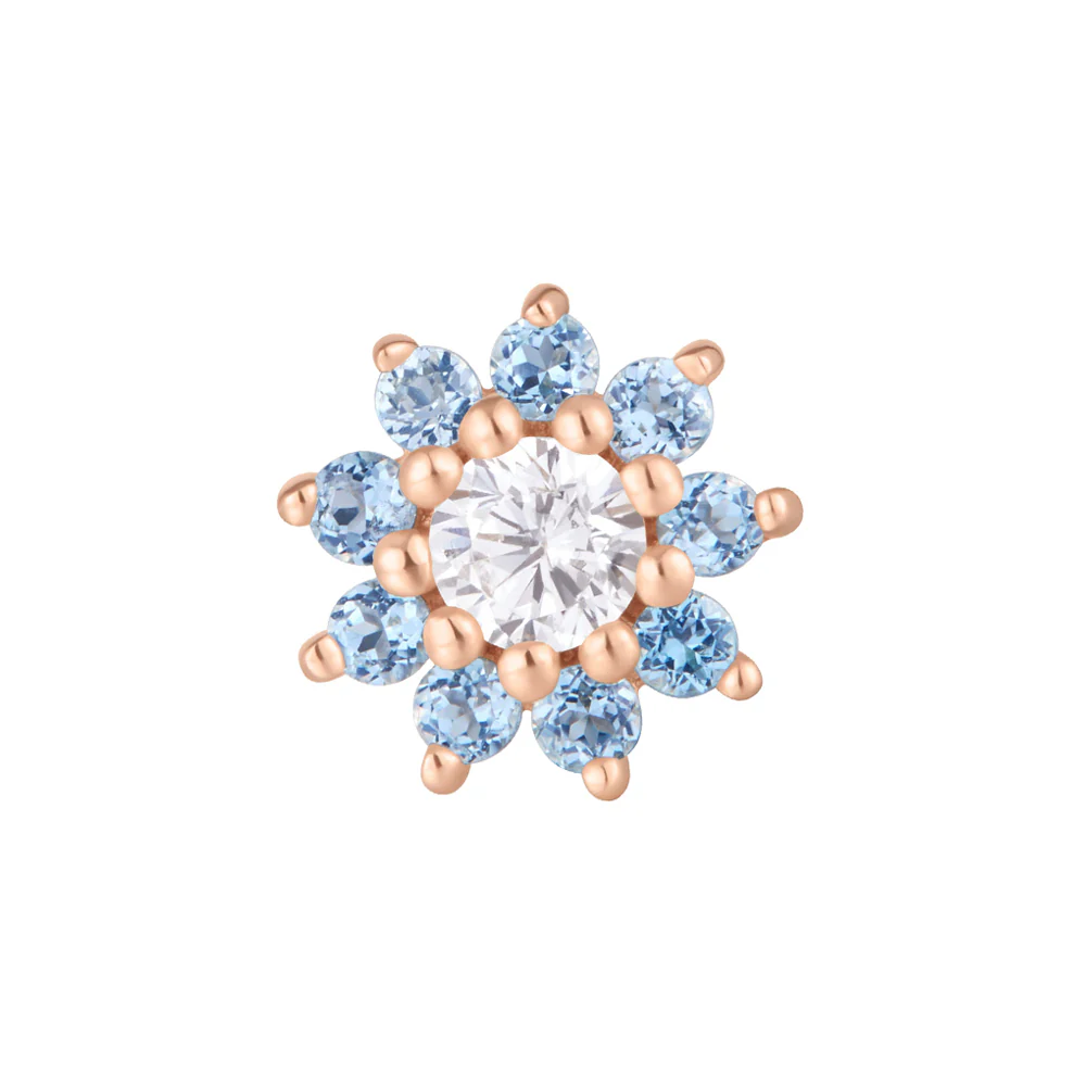 threadless: "Eloise" End in Gold with London Blue Topaz & CZ - Image 4